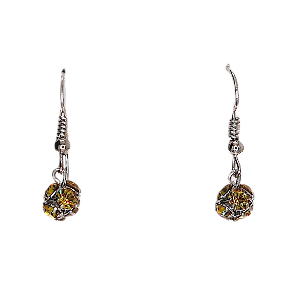 Swarovski Crystal Silver Overlay Drop Earrings Amber Dangle French Hook NWT New